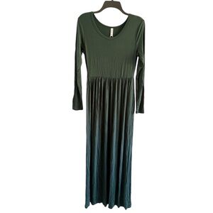 DEARCASE Women’s Knit Long Sleeve Maxi Dress color green New Size M